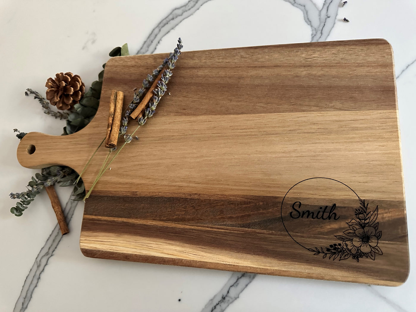 Personalized Acacia Wood Cutting Board - Engraved Board for Wedding Birthday Bridal Shower Gift and more