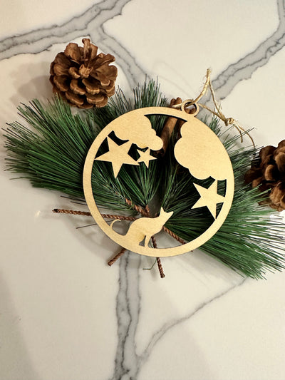 Christmas Ornament Hanger "Cat under Star" - Set of 2
