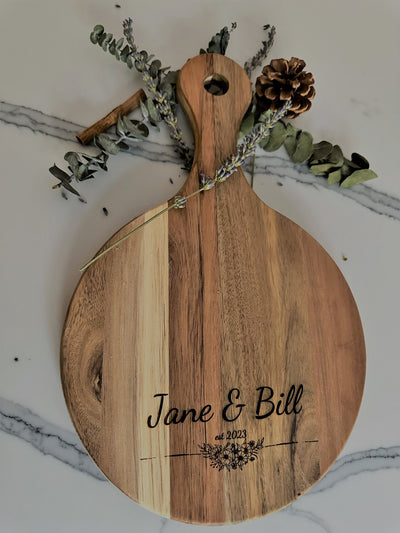Personalized Wooden Charcuterie Serving Board: Custom Wedding, Housewarming, or Realtor Gift