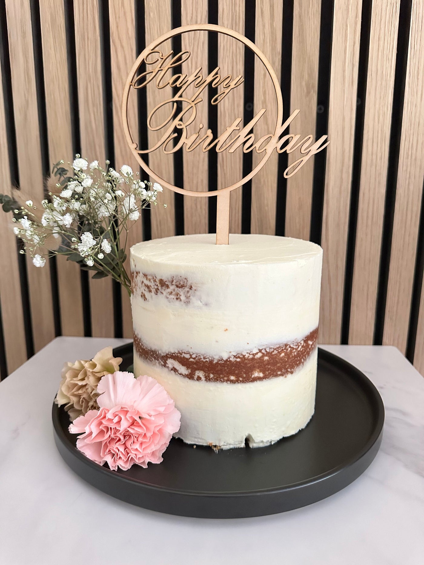 Wood Cake Topper Happy Birthday