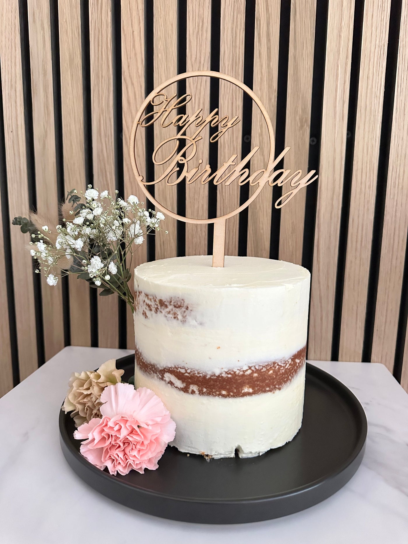 Wood Cake Topper Happy Birthday