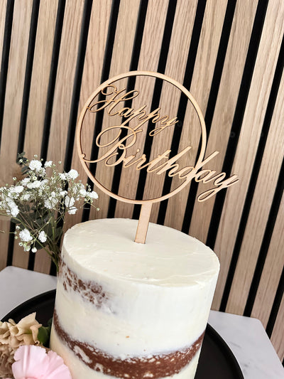 Wood Cake Topper Happy Birthday