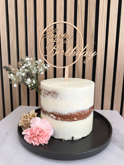 Wood Cake Topper Happy Birthday