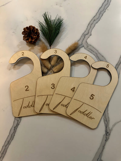 Baby & Toddler Closet Dividers: Nursery Clothes Organizers, Size Markers, Wooden Hangers, Shower Gift