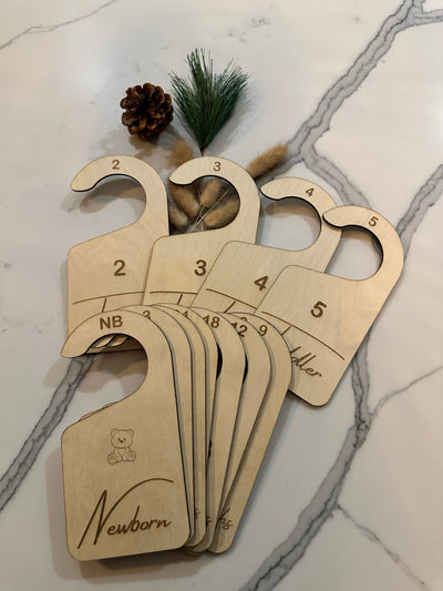 Baby & Toddler Closet Dividers: Nursery Clothes Organizers, Size Markers, Wooden Hangers, Shower Gift