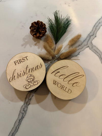 Wooden Monthly Baby Milestone Discs for Photography, Newborn Announcements & Shower Gifts