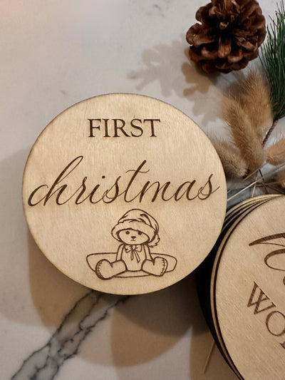 Wooden Monthly Baby Milestone Discs for Photography, Newborn Announcements & Shower Gifts