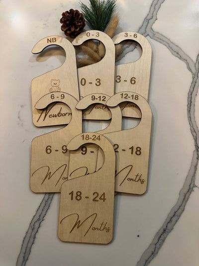 Baby & Toddler Closet Dividers: Nursery Clothes Organizers, Size Markers, Wooden Hangers, Shower Gift