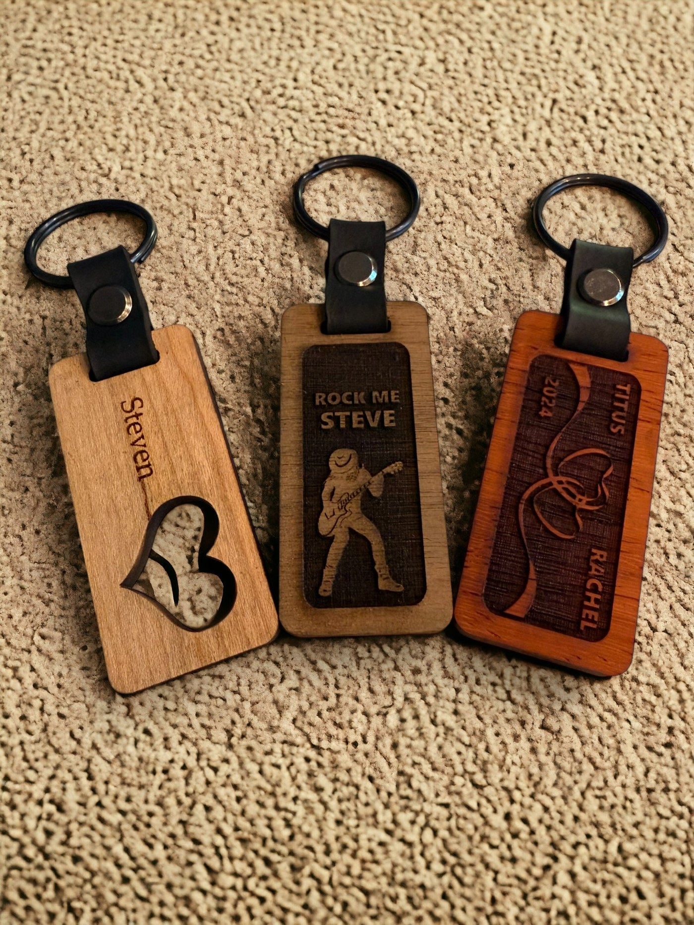 Personalized Wooden Keychain: Engraved Gift for Home, Car, Office - Birthday, Anniversary, Bridal, Realtor