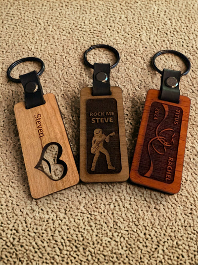 Personalized Wooden Keychain: Engraved Gift for Home, Car, Office - Birthday, Anniversary, Bridal, Realtor