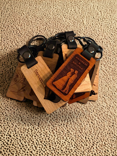 Personalized Wooden Keychain: Engraved Gift for Home, Car, Office - Birthday, Anniversary, Bridal, Realtor