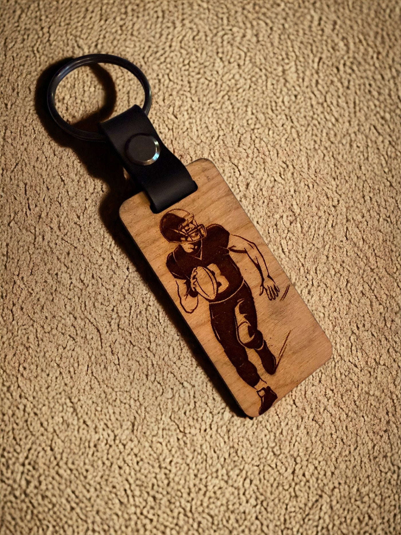 Wooden Keychain: Engraved Gift for Home, Car, Office, Birthday, Anniversary, Sports & More