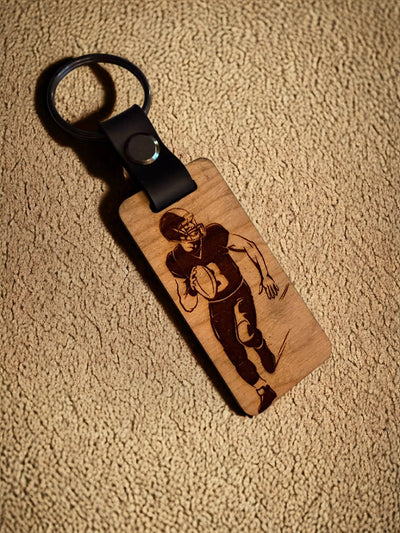 Wooden Keychain: Engraved Gift for Home, Car, Office, Birthday, Anniversary, Sports & More