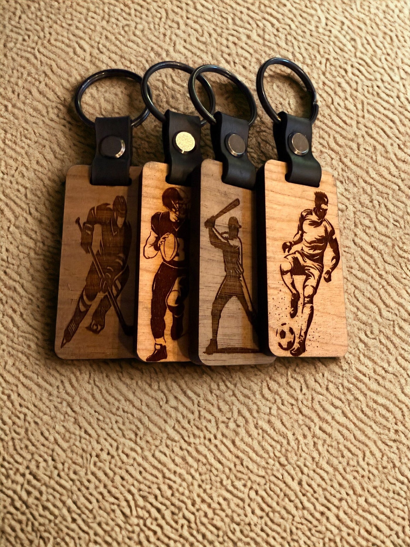 Wooden Keychain: Engraved Gift for Home, Car, Office, Birthday, Anniversary, Sports & More