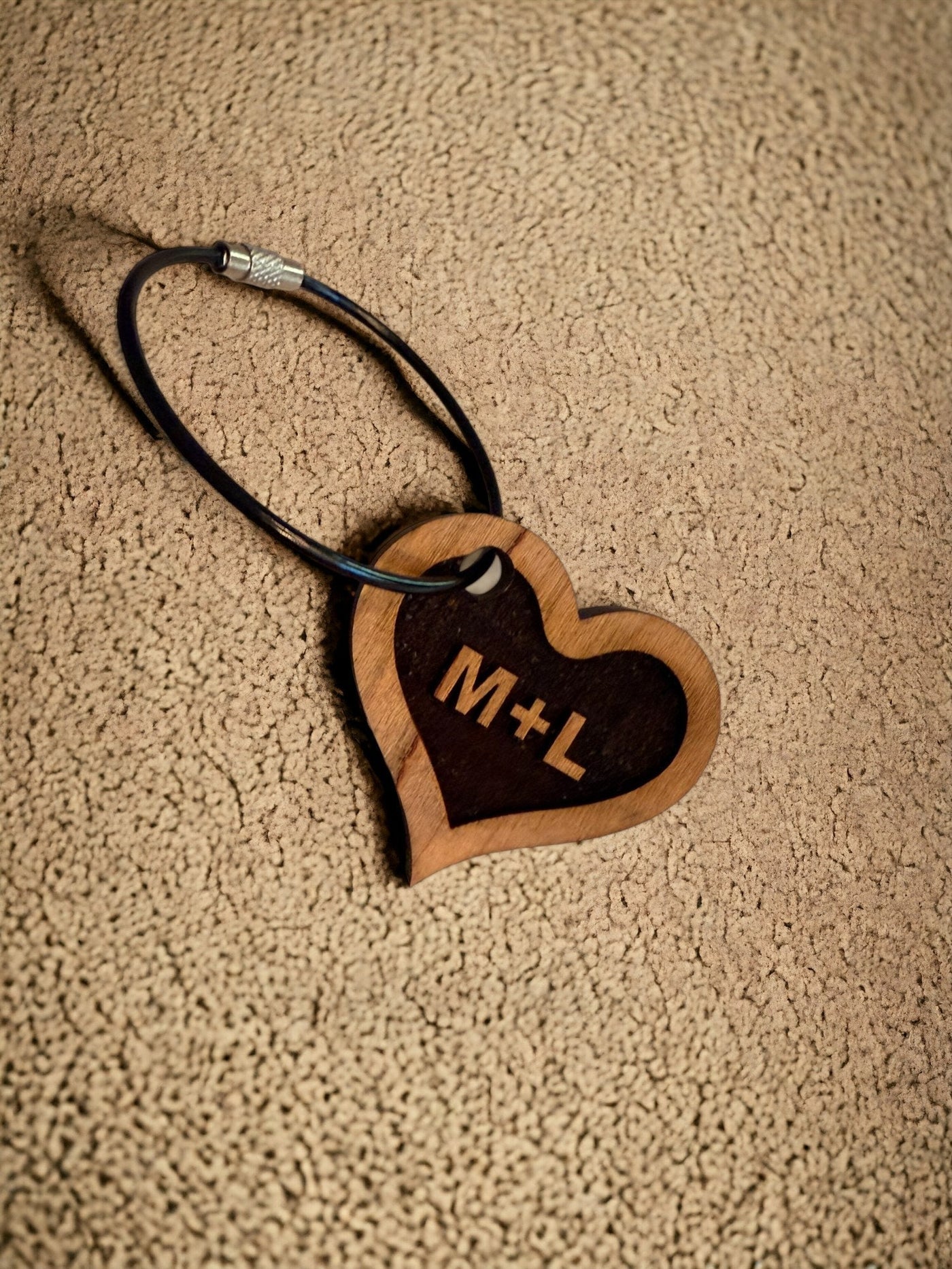 Personalized Wooden Heart Keychain: Engraved Gift for Home, Car, Anniversary, Realtor, Sports Lover