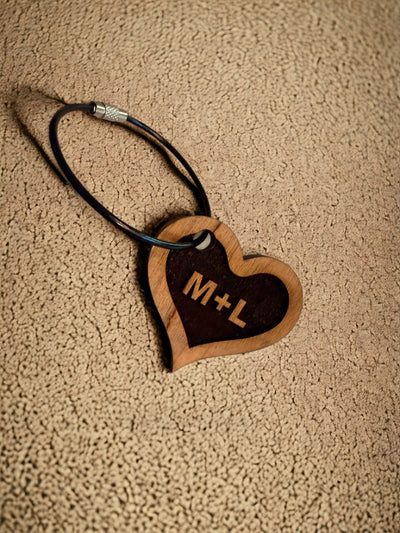 Personalized Wooden Heart Keychain: Engraved Gift for Home, Car, Anniversary, Realtor, Sports Lover