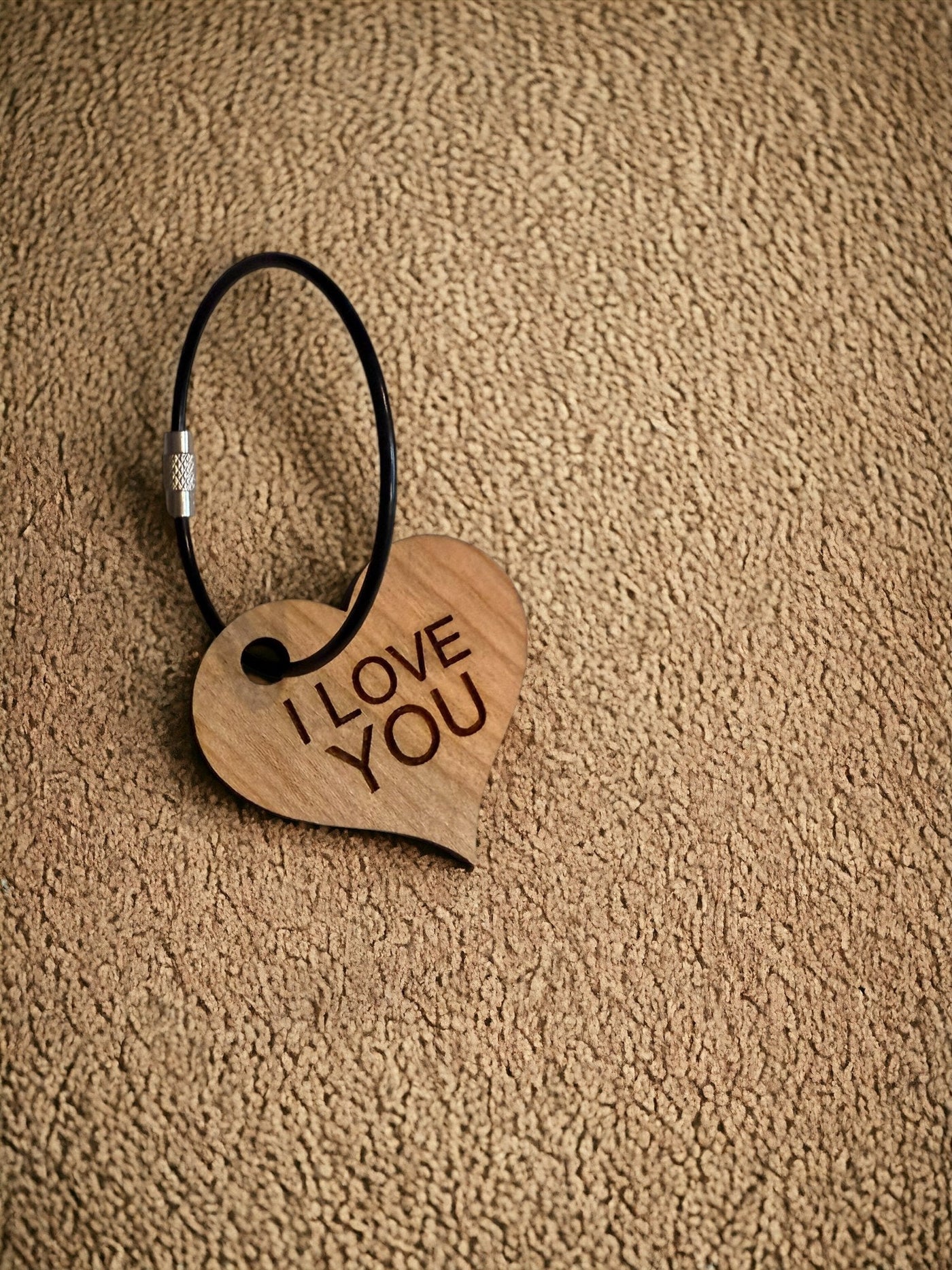 Personalized Wooden Heart Keychain: Engraved Gift for Home, Car, Anniversary, Realtor, Sports Lover