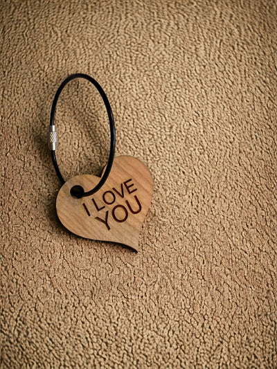 Personalized Wooden Heart Keychain: Engraved Gift for Home, Car, Anniversary, Realtor, Sports Lover