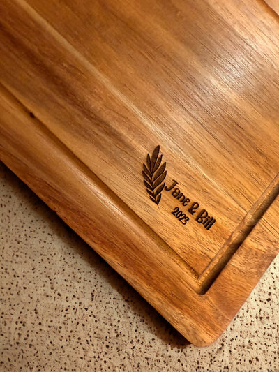 Personalized Charcuterie Board: Custom Engraved Wood Serving Platter for Weddings, Housewarming, Realtor Gifts