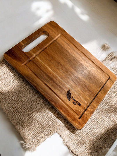 Personalized Charcuterie Board: Custom Engraved Wood Serving Platter for Weddings, Housewarming, Realtor Gifts