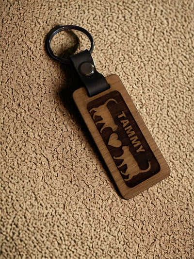 Personalized Wooden Keychain: Engraved Gift for Home, Car, Office - Birthday, Anniversary, Bridal, Realtor