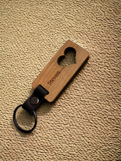 Personalized Wooden Keychain: Engraved Gift for Home, Car, Office - Birthday, Anniversary, Bridal, Realtor