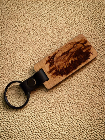 Wooden Keychain: Engraved Gift for Home, Car, Office, Birthday, Anniversary, Sports & More