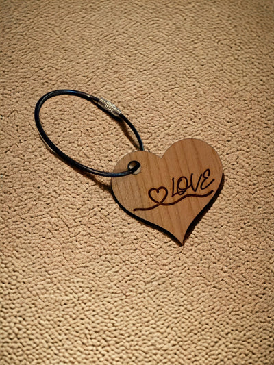 Personalized Wooden Heart Keychain: Engraved Gift for Home, Car, Anniversary, Realtor, Sports Lover