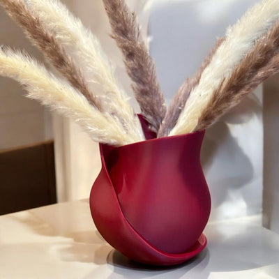 3D Printed Christmas Ribbon Vase: Unique Eco-Friendly Home Decor Gift for Interior Design Enthusiasts