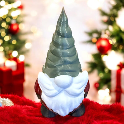 3D Printed Festive Gnome Figurine - Holiday Decor, Christmas Gift, Whimsical Home Accent