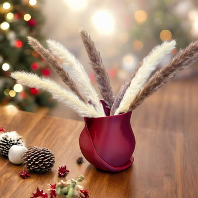 3D Printed Christmas Ribbon Vase: Unique Eco-Friendly Home Decor Gift for Interior Design Enthusiasts
