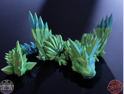 3D Printed Articulated Crystal Dragon with Wings : Fantasy Figurine, Collectible Toy & Desktop Decor, Bookshelf Decor, Toddler Gift, Sensory