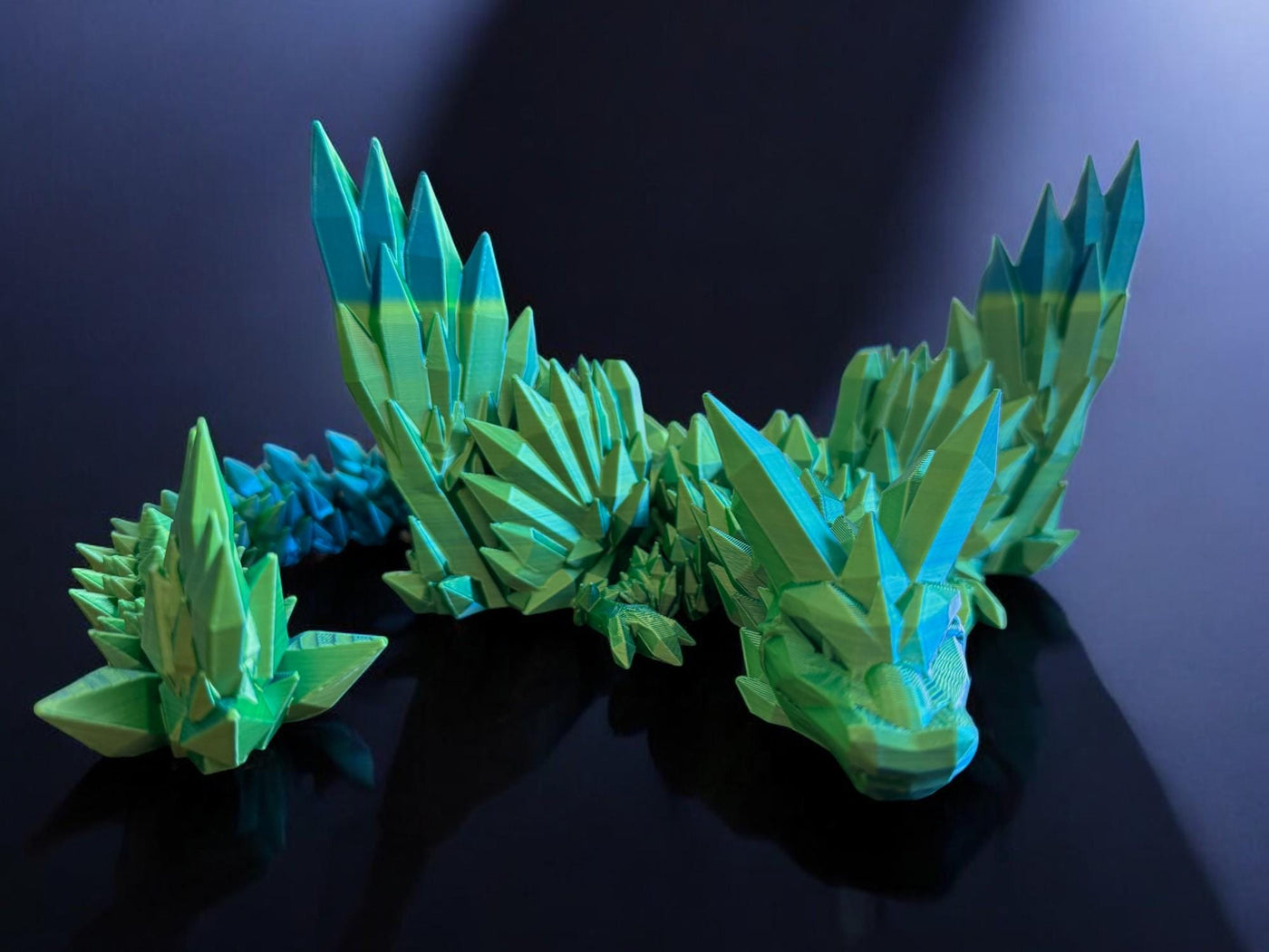 3D Printed Articulated Crystal Dragon with Wings : Fantasy Figurine, Collectible Toy & Desktop Decor, Bookshelf Decor, Toddler Gift, Sensory