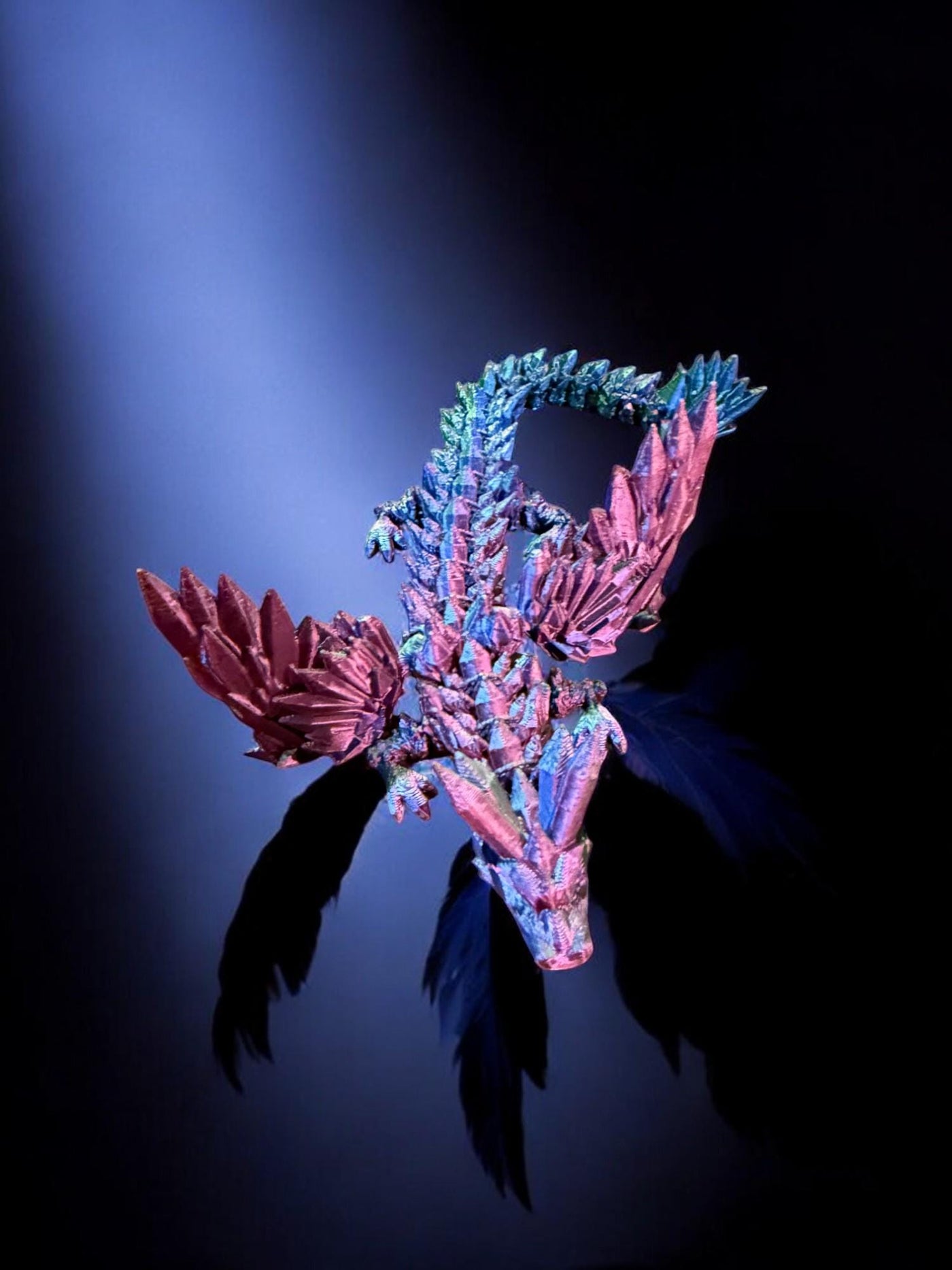 3D Printed Articulated Crystal Dragon with Wings : Fantasy Figurine, Collectible Toy & Desktop Decor, Bookshelf Decor, Toddler Gift, Sensory