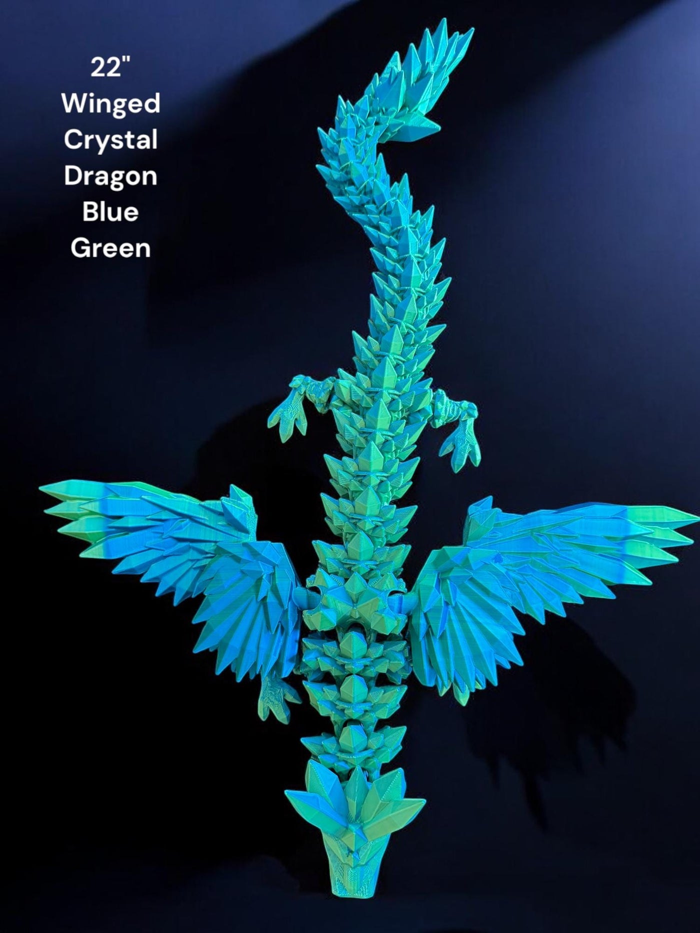 3D Printed Articulated Crystal Dragon with Wings : Fantasy Figurine, Collectible Toy & Desktop Decor, Bookshelf Decor, Toddler Gift, Sensory