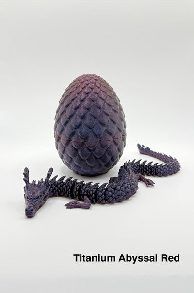 3D Printed Articulated Dragon and Egg: Fantasy Figurine, Collectible & Sensory Toy, Bookshelf and Desk Decor, Toddler Room Decor Easter Gift