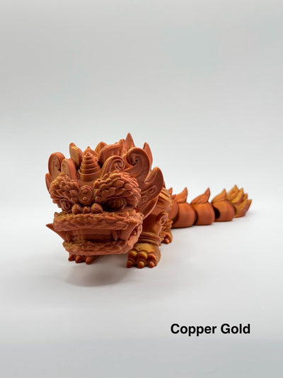3D Printed Articulated Chinese Kirin Lion: Mythical Beast Fidget Toy & Fantasy Figurine for Collectors, Bookshelf and Desk Decor, Sensory
