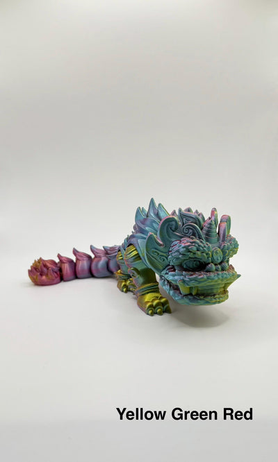 3D Printed Articulated Chinese Kirin Lion: Mythical Beast Fidget Toy & Fantasy Figurine for Collectors, Bookshelf and Desk Decor, Sensory
