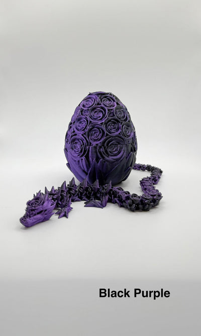 3D Printed Articulated Rose Dragon and Egg: Fantasy Figurine, Collectible & Sensory Toy, Bookshelf and Desk Decor, Toddler Room Decor