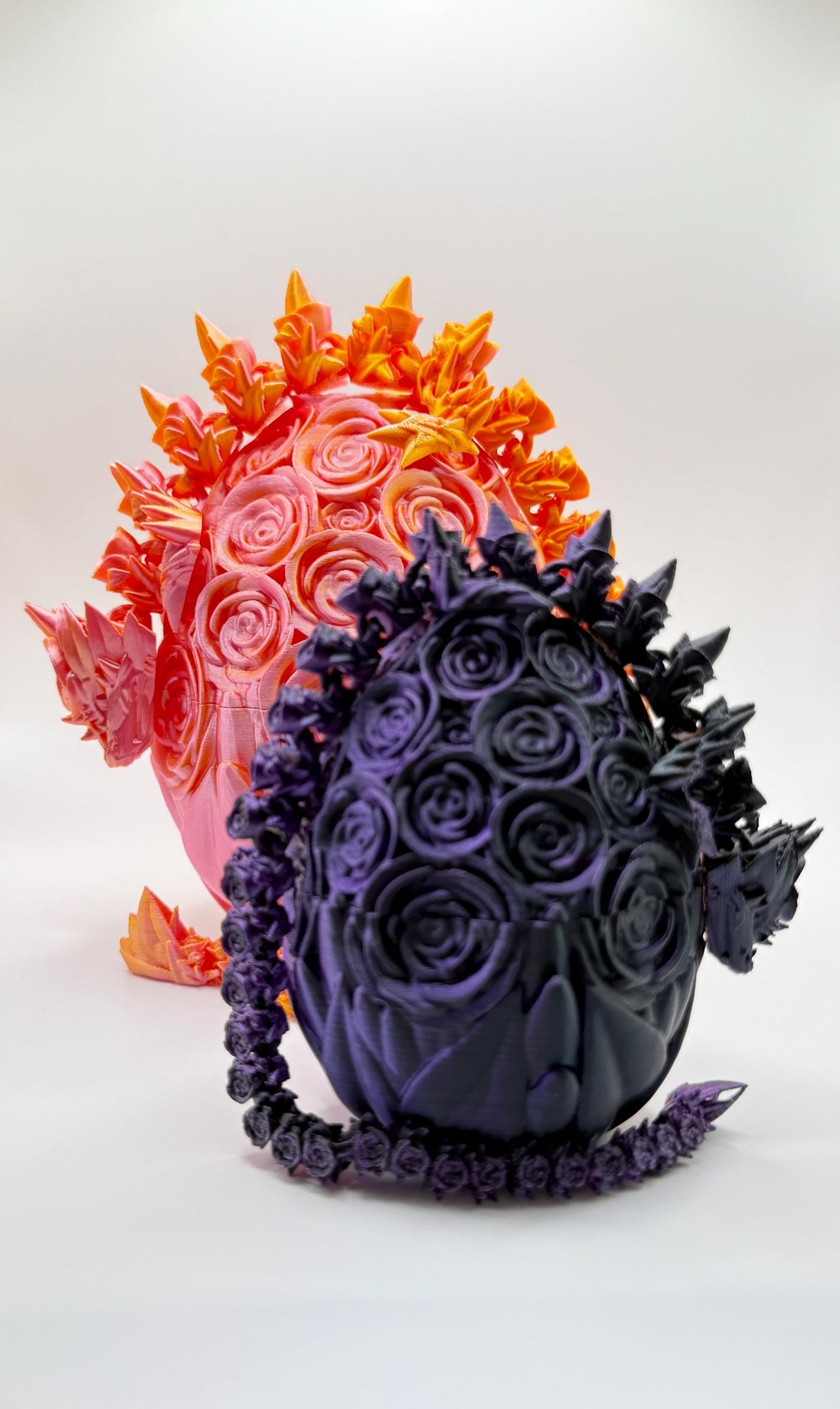 3D Printed Articulated Rose Dragon and Egg: Fantasy Figurine, Collectible & Sensory Toy, Bookshelf and Desk Decor, Toddler Room Decor