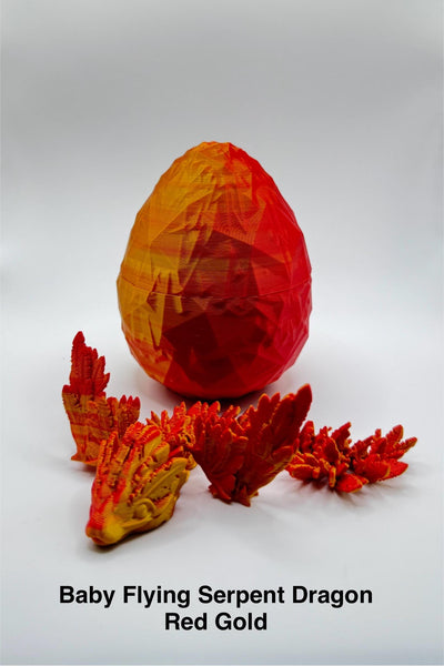 3D Printed Articulated Baby Dragon with Egg: Fantasy Toy, Collectible Decor, Unique Gift. Toddler Room Decor, Bookshelf and Desk Decor