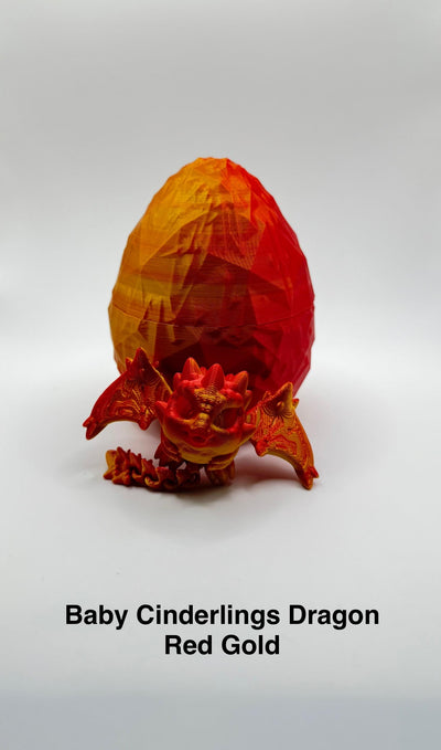 3D Printed Articulated Baby Dragon with Egg: Fantasy Toy, Collectible Decor, Unique Gift. Toddler Room Decor, Bookshelf and Desk Decor