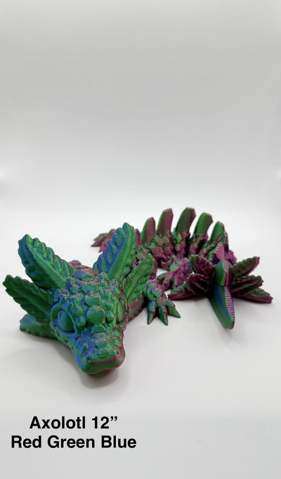 3D Printed Fantasy Axolotl Dragon: Articulated Figurine for Collectors, Kids & Home Decor, Bookshelf Decor, Toddler Room Decor Sensory Toy