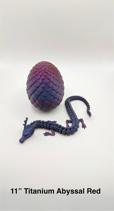 11" 3D Printed Articulated Dragon & Egg Figurine: Fantasy Collectible Desk Decor, Handmade Toy Gift, Bookshelf decor, Toddlers Room Decor
