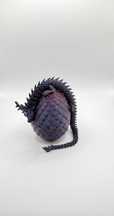11" 3D Printed Articulated Dragon & Egg Figurine: Fantasy Collectible Desk Decor, Handmade Toy Gift, Bookshelf decor, Toddlers Room Decor
