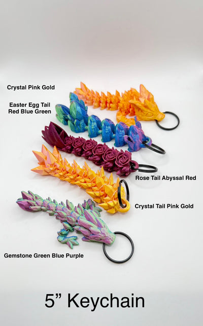 3D Printed Articulated Dragon and Tail Keychain , Unique Gift, Dragon Car Charm, Birthday Gift, Collectible Keyring Accessory, Kids Present