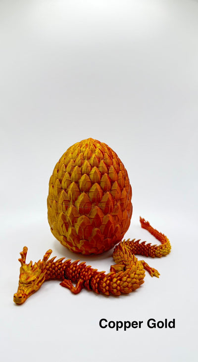 3D Printed Articulated Dragon with the "NEW" Egg: Fantasy Figurine, Collectible Toy Bookshelf and Desk Decor, Toddler Room Decor Easter Gift