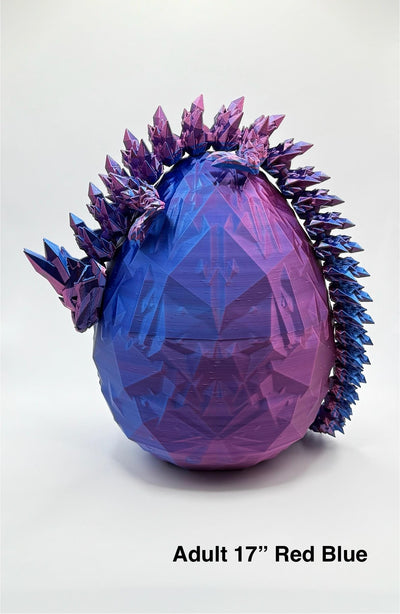 3D Printed Crystal Dragon with Egg – Articulated Poseable Dragon Figurine, Fantasy Gift, Collectible Dragon Decor, Toy for Kids & Adults