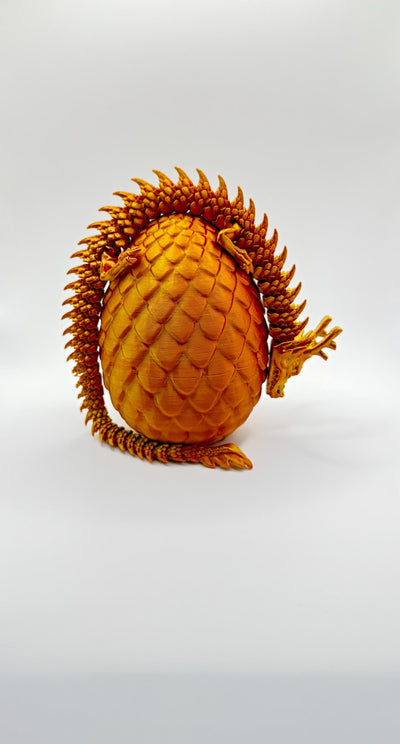 3D Printed Articulated Dragon and Egg: Fantasy Figurine, Collectible & Sensory Toy, Bookshelf and Desk Decor, Toddler Room Decor Easter Gift
