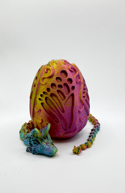3D Printed Articulated Butterfly Dragon & Egg: Fantasy Collectible, Sensory Toy Gift, Bookshelf and Desk Decor, Toddler Room Decor, Birthday
